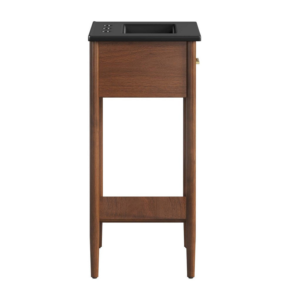 Modway Zaire 18” Mid-Century Bathroom Vanity Washstand in Walnut Black with Ceramic Sink Basin 18 Inches MDY-EEI-6659-WAL-BLK