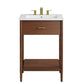 Modway Zaire 24” Mid-Century Bathroom Vanity Washstand in Walnut White with Ceramic Sink Basin 24 Inches MDY-EEI-6660-WAL-WHI