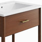 Modway Zaire 24” Mid-Century Bathroom Vanity Washstand in Walnut White with Ceramic Sink Basin 24 Inches MDY-EEI-6660-WAL-WHI