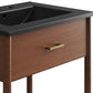 Modway Zaire 24” Mid-Century Bathroom Vanity Washstand in Walnut Black with Ceramic Sink Basin 24 Inches MDY-EEI-6661-WAL-BLK