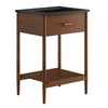 Modway Zaire 24” Mid-Century Bathroom Vanity Washstand in Walnut Black with Ceramic Sink Basin, 24 Inches