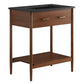 Modway Zaire 30” Mid-Century Bathroom Vanity Washstand in Walnut Black with Ceramic Sink Basin, 30 Inches