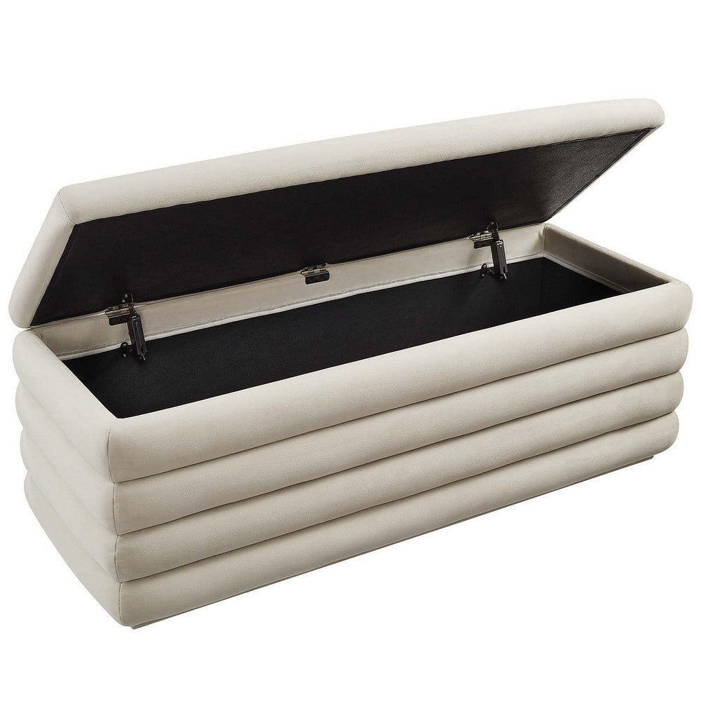 Mezzo Upholstered Performance Velvet Storage Bench - No Shipping Charges MDY-EEI-6664-ALM