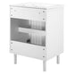 Modway Calla 24 Inch Single Combo White Compact Small Space Cabinet with Storage and Perforated Metal Doors Modern Freestanding Bathroom