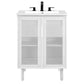 Modway Calla 24 Inch Single Combo White Compact Small Space Cabinet with Storage and Perforated Metal Doors Modern Freestanding Bathroom