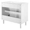 Modway Calla 36 Inch Single Combo White Compact Small Space Cabinet with Storage and Perforated Metal Doors Modern Freestanding Bathroom