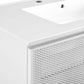 Modway Calla 36 Inch Single Combo White Compact Small Space Cabinet with Storage and Perforated Metal Doors Modern Freestanding Bathroom