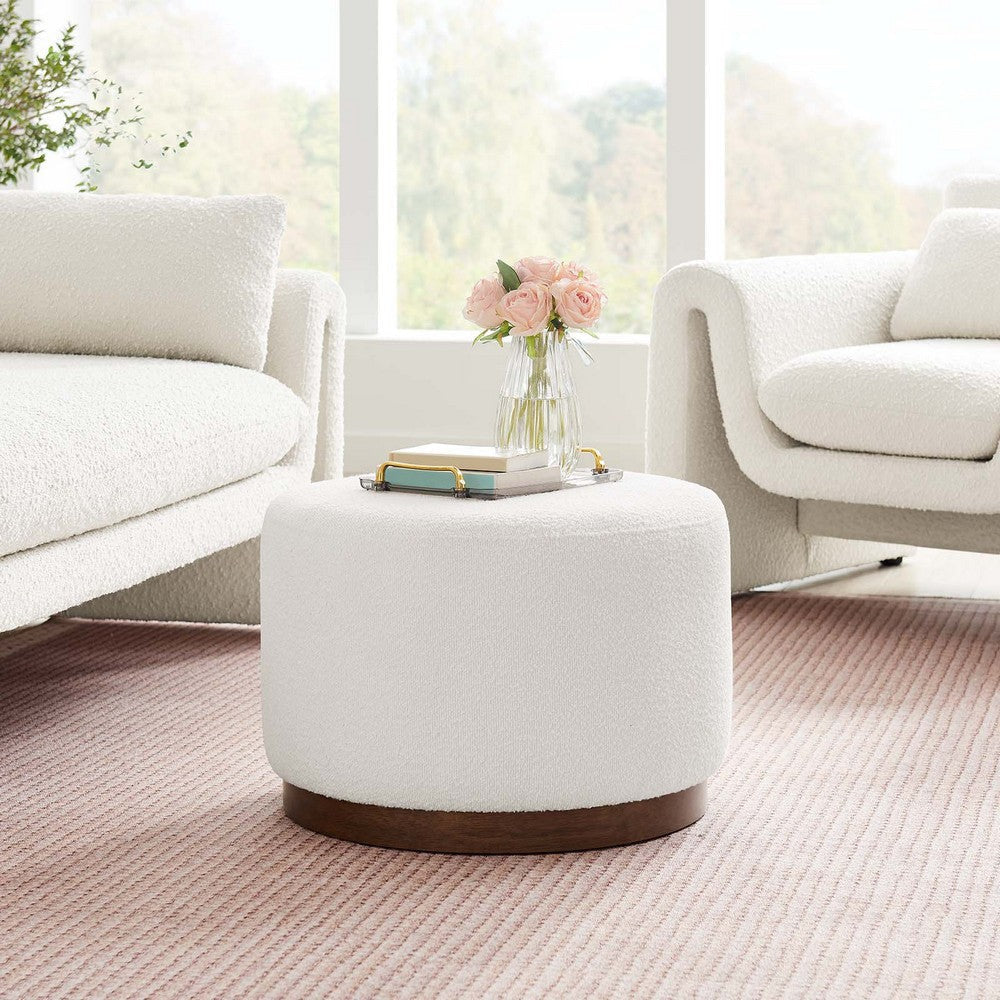 Tilden Large 23’ Round Boucle Upholstered Upholstered Ottoman - No Shipping Charges MDY-EEI-6683-CLO-WAL