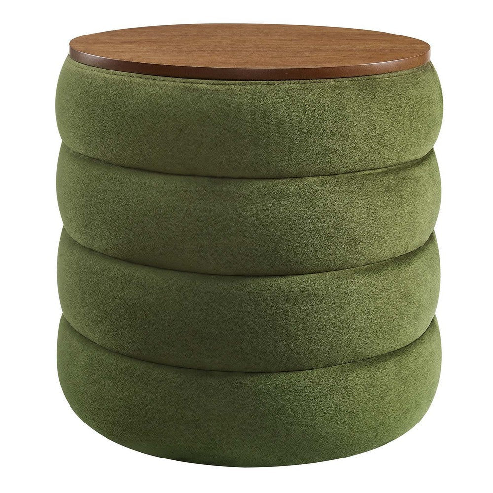 Mezzo Round Performance Velvet Storage Ottoman - No Shipping Charges MDY-EEI-6684-MOG