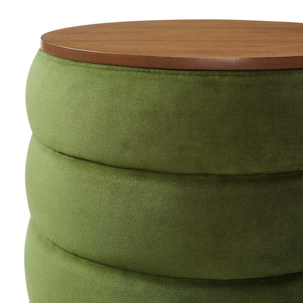 Mezzo Round Performance Velvet Storage Ottoman - No Shipping Charges MDY-EEI-6684-MOG