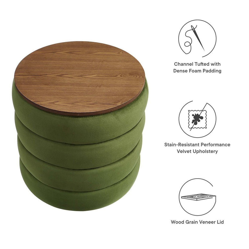 Mezzo Round Performance Velvet Storage Ottoman - No Shipping Charges MDY-EEI-6684-MOG