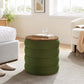 Modway Mezzo Round Performance Velvet Storage Ottoman Stool in Moss Green - Channel Tufted Ottoman - Upholstered Footrest - Versatile End or Side Table with Storage