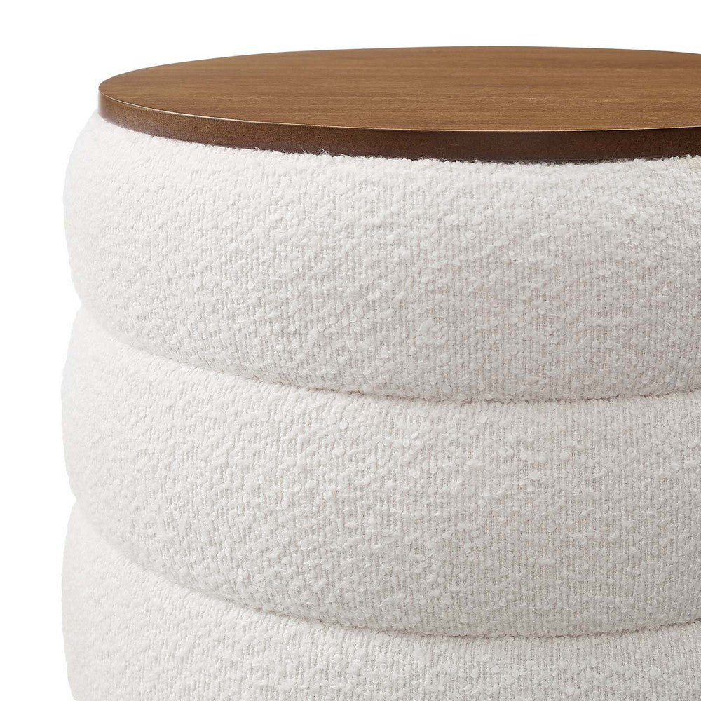 Mezzo Round Boucle Fabric Storage Ottoman - No Shipping Charges MDY-EEI-6685-CLO