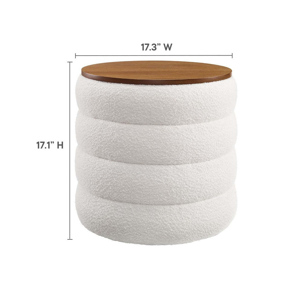 Mezzo Round Boucle Fabric Storage Ottoman - No Shipping Charges MDY-EEI-6685-CLO