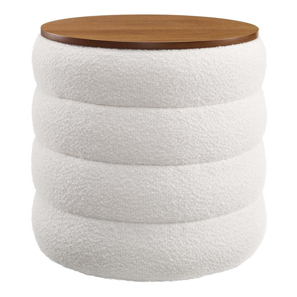 Mezzo Round Boucle Fabric Storage Ottoman - No Shipping Charges MDY-EEI-6685-CLO