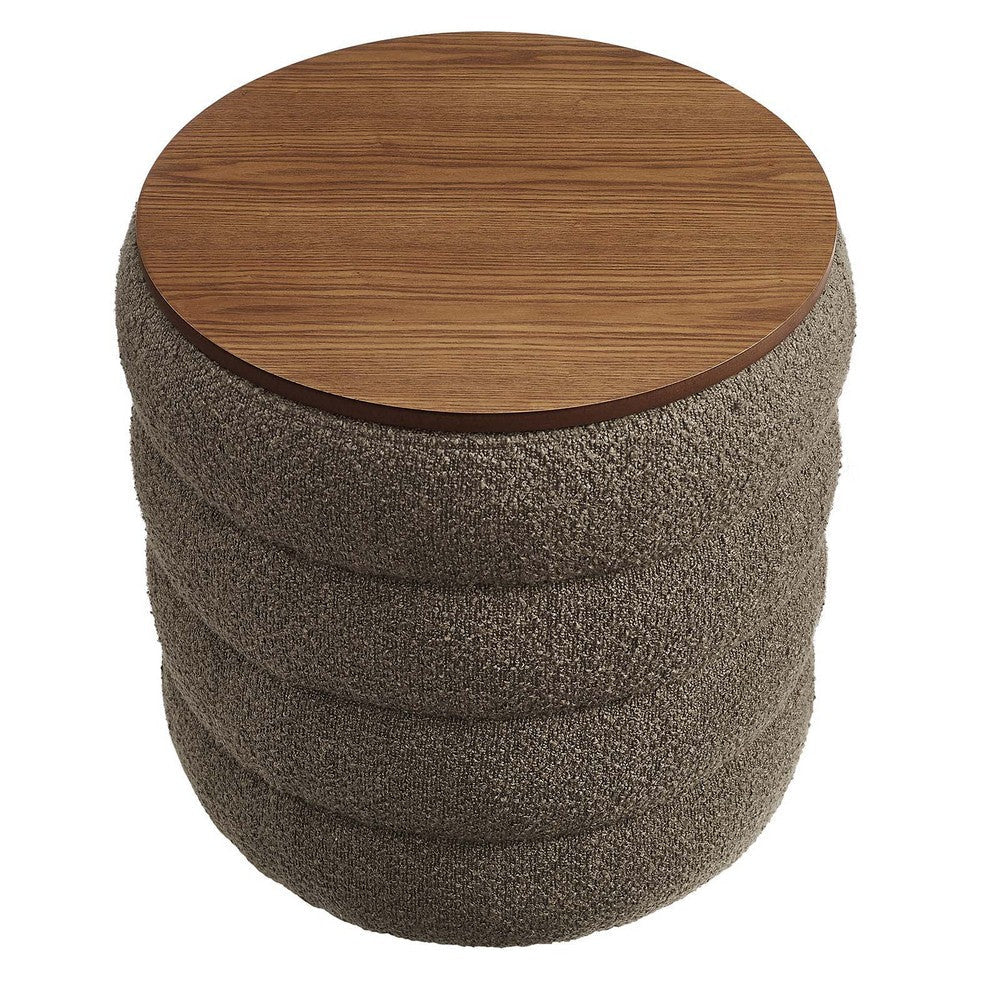 Mezzo Round Boucle Fabric Storage Ottoman - No Shipping Charges MDY-EEI-6685-CLO