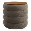 Mezzo Round Boucle Fabric Storage Ottoman - No Shipping Charges MDY-EEI-6685-PEB