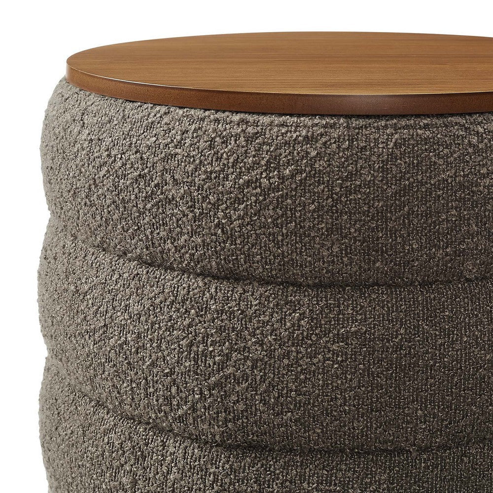 Mezzo Round Boucle Fabric Storage Ottoman - No Shipping Charges MDY-EEI-6685-CLO