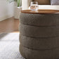 Mezzo Round Boucle Fabric Storage Ottoman - No Shipping Charges MDY-EEI-6685-CLO