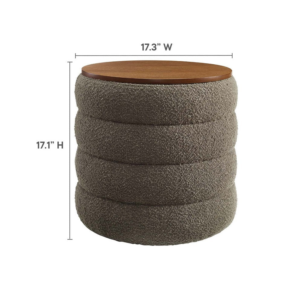 Mezzo Round Boucle Fabric Storage Ottoman - No Shipping Charges MDY-EEI-6685-CLO