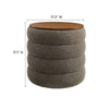 Mezzo Round Boucle Fabric Storage Ottoman - No Shipping Charges MDY-EEI-6685-CLO