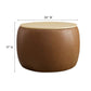 Perla Round Vegan Leather Storage Ottoman - No Shipping Charges MDY-EEI-6687-TAN