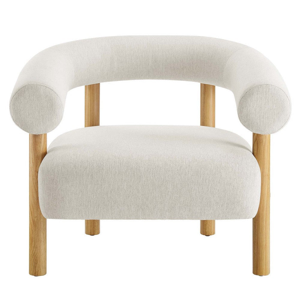 Modway Sable Accent Lounge Armchair with Heathered Fabric in Ivory Natural-Chair for Living Room MDY-EEI-6689-IVO-NAT