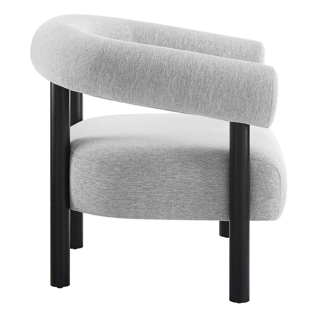 Modway Sable Accent Lounge Armchair with Heathered Fabric in Light Gray Black-Chair for Living Room MDY-EEI-6689-LGR-BLK