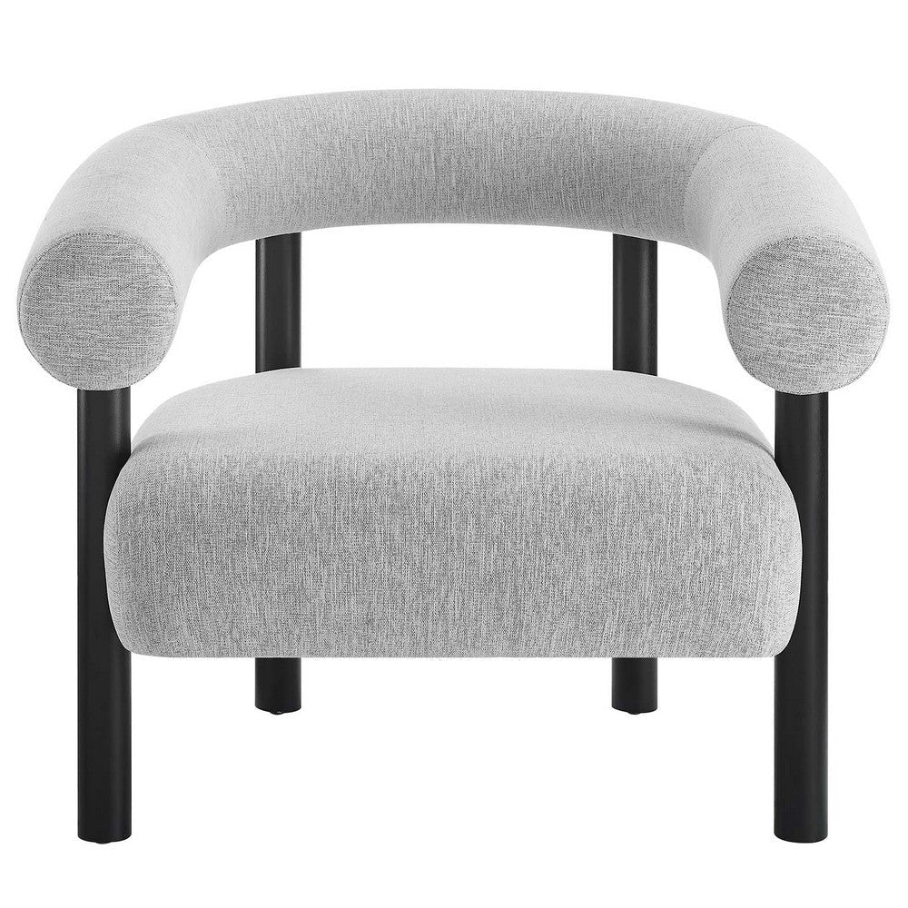 Modway Sable Accent Lounge Armchair with Heathered Fabric in Light Gray Black-Chair for Living Room MDY-EEI-6689-LGR-BLK