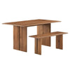 Modway Amistad Solid Wood Modern Farmhouse Rectangular Walnut, 60" Dining Table and Bench Set