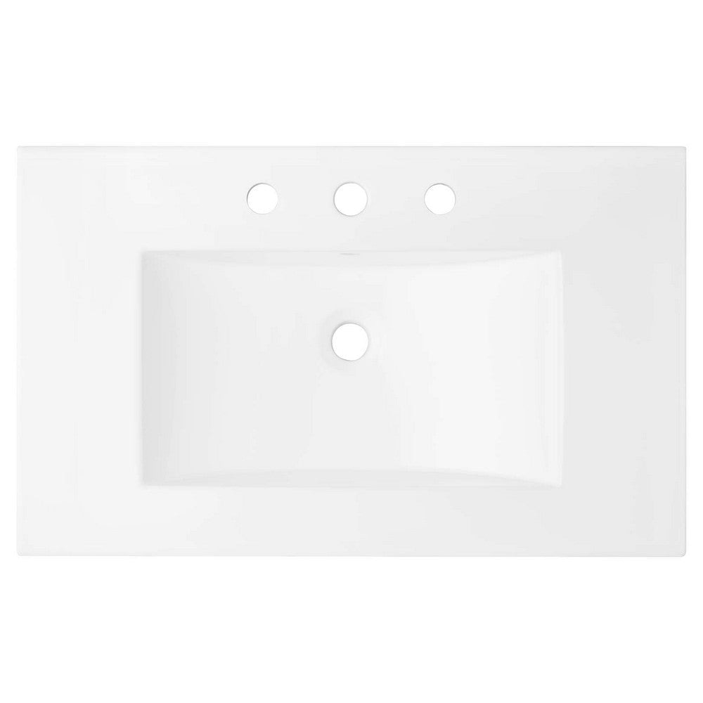 Modway Chaucer 30” Bathroom Vanity in Oak White Ceramic Sink Basin 30 Inches MDY-EEI-6695-OAK-WHI