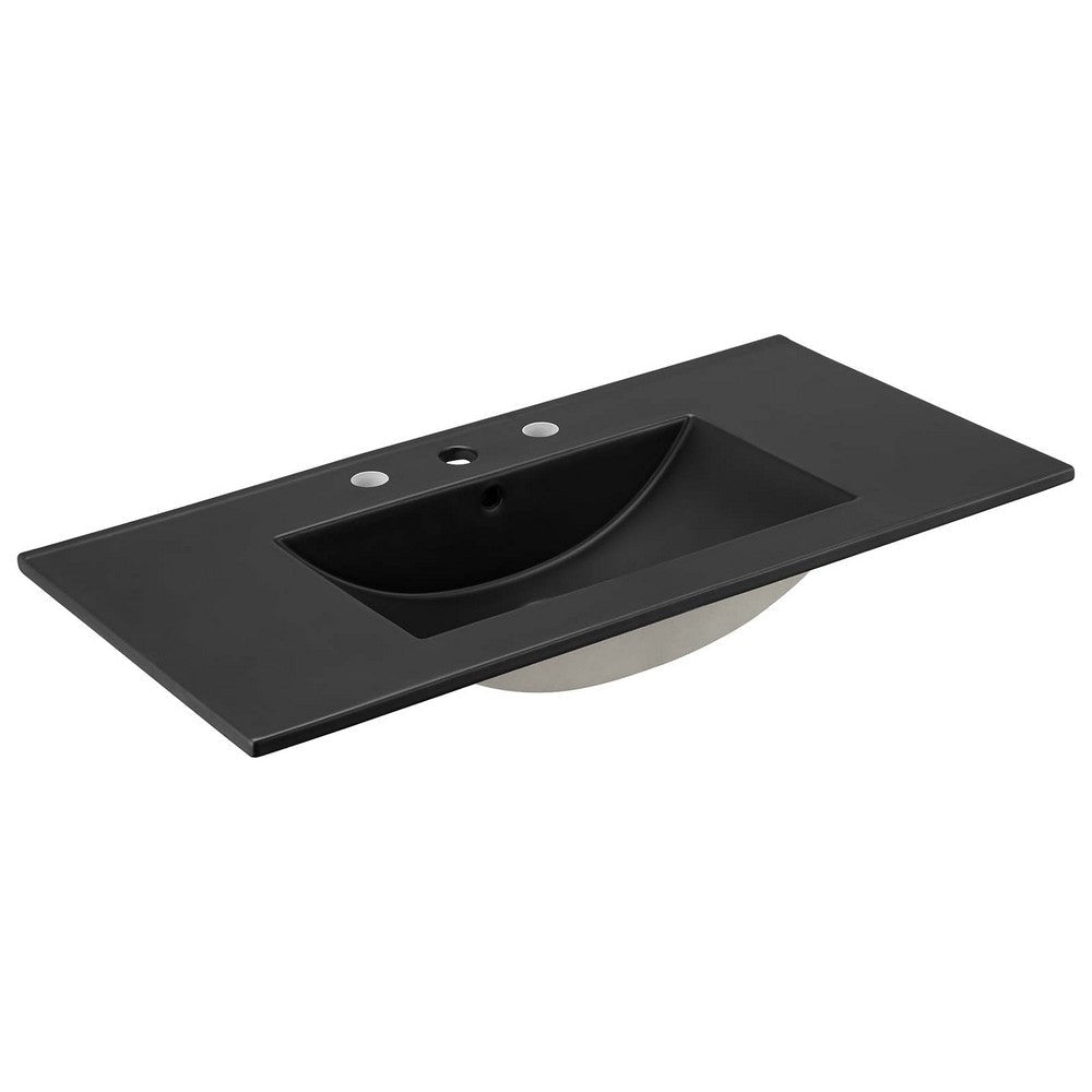 Modway Chaucer 36” Bathroom Vanity Black with Ceramic Sink Basin 36 Inches MDY-EEI-6698-BLK-BLK