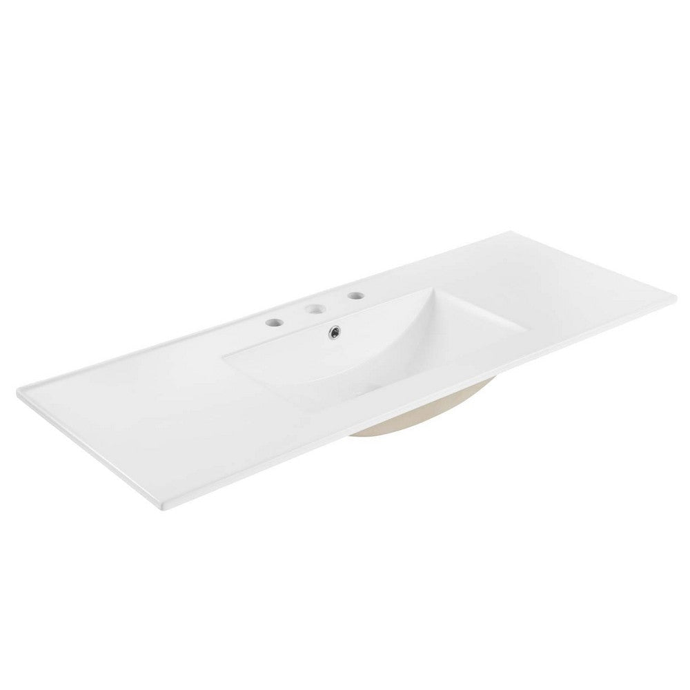 Modway Chaucer 48 Bathroom Vanity in Oak White with Ceramic Sink Basin 48 Inches Single MDY-EEI-6699-OAK-WHI