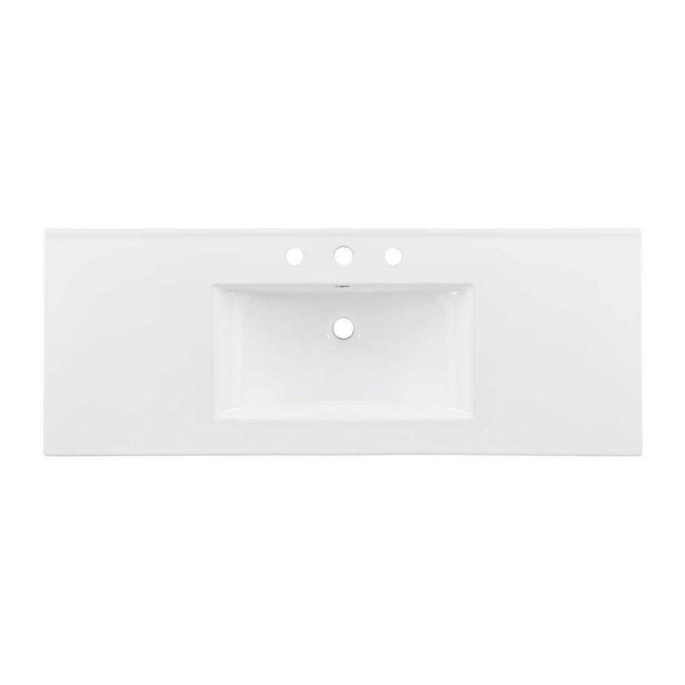 Modway Chaucer 48 Bathroom Vanity in Oak White with Ceramic Sink Basin 48 Inches Single MDY-EEI-6699-OAK-WHI