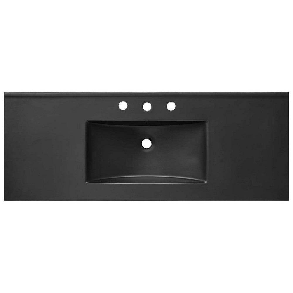 Modway Chaucer 48 Bathroom Vanity Black with Ceramic Sink Basin 48 Inches Single MDY-EEI-6700-BLK-BLK