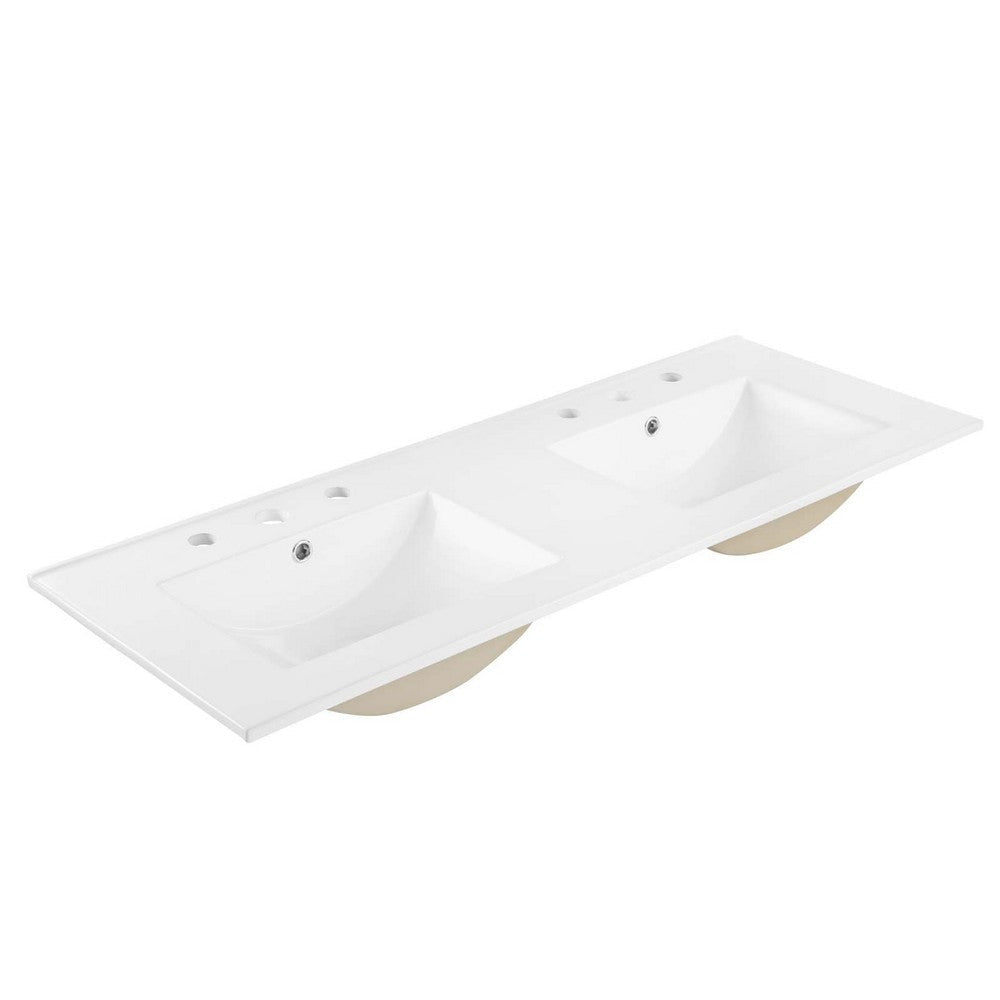 Modway Chaucer 48 Bathroom Vanity in Oak White with Dual Ceramic Sink Basin 48 Inches Double MDY-EEI-6701-OAK-WHI