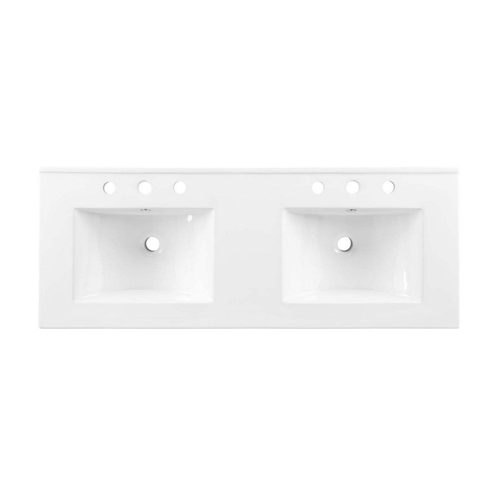 Modway Chaucer 48 Bathroom Vanity in Oak White with Dual Ceramic Sink Basin 48 Inches Double MDY-EEI-6701-OAK-WHI