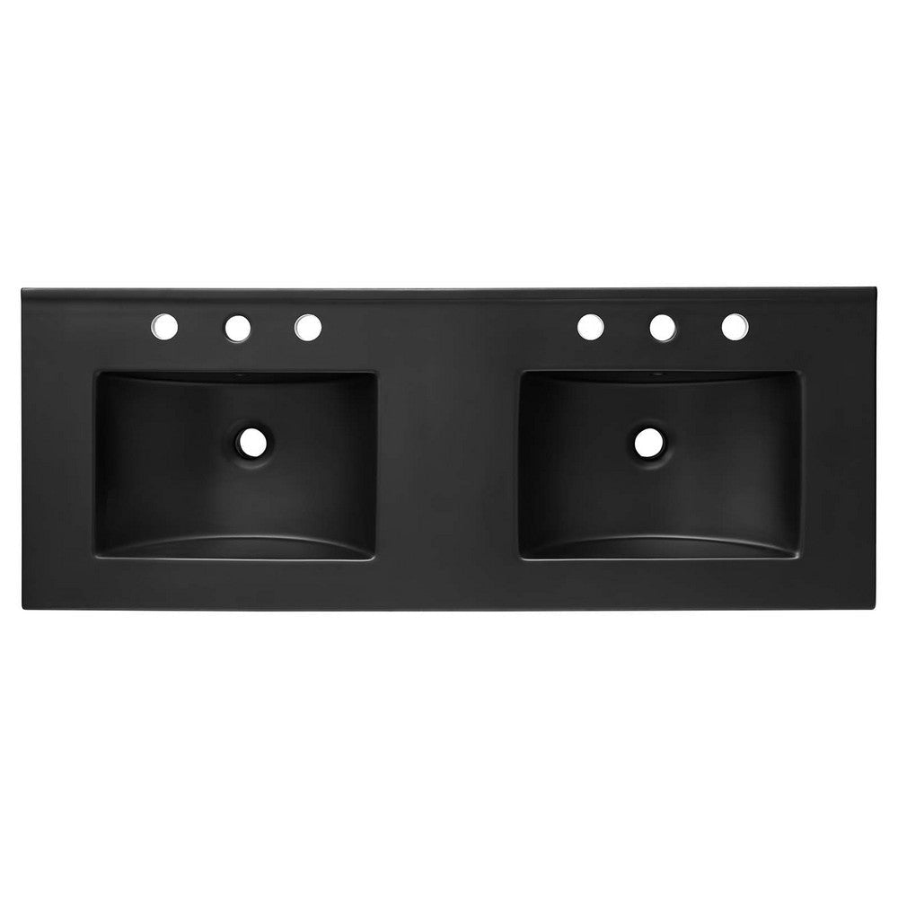 Modway Chaucer 48 Bathroom Vanity Black with Dual Ceramic Sink Basin 48 Inches Double MDY-EEI-6702-BLK-BLK