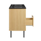 Modway Chaucer 48 Bathroom Vanity in Oak Black with Dual Ceramic Sink Basin 48 Inches Double MDY-EEI-6702-OAK-BLK