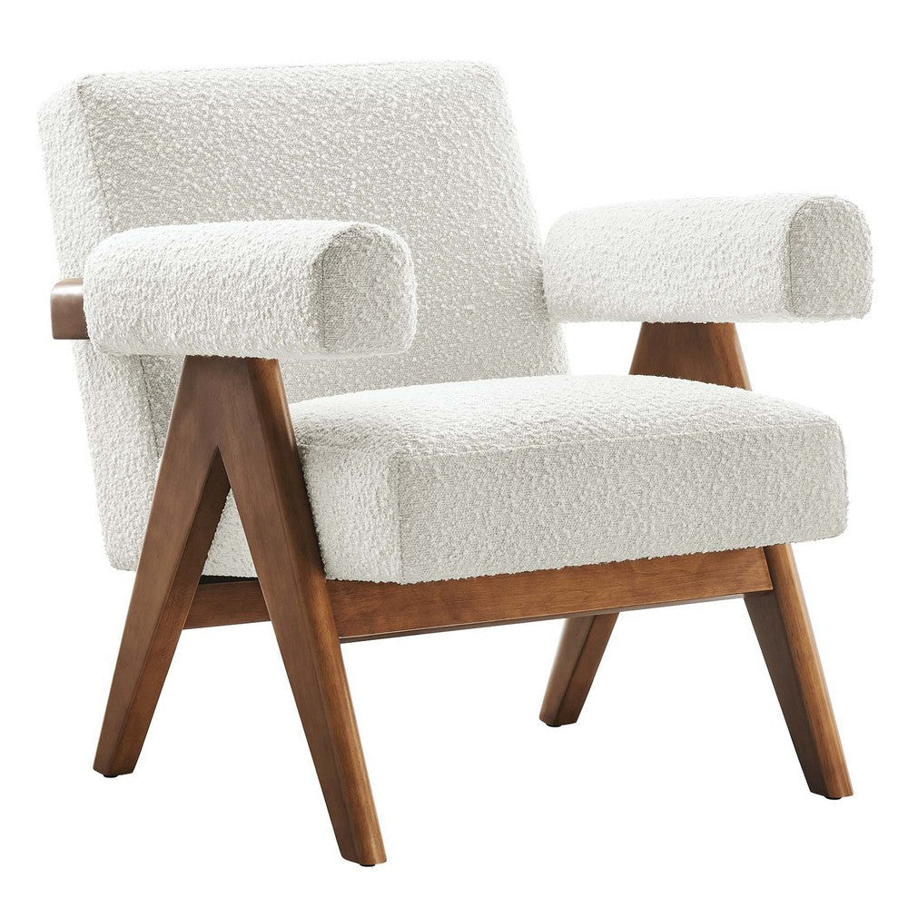 Modway Lyra Living Room Modern Accent Lounge Chair with Boucle Fabric in Ivory-Set of 2 MDY-EEI-6703-IVO