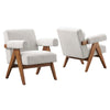 Modway Lyra Living Room Modern Accent Lounge Chair with Heathered Ivory Fabric-Set of 2