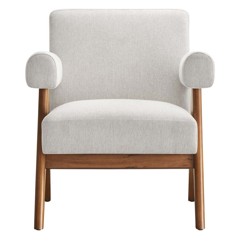 Modway Lyra Living Room Modern Accent Lounge Chair with Heathered Ivory Fabric-Set of 2 MDY-EEI-6704-HEI