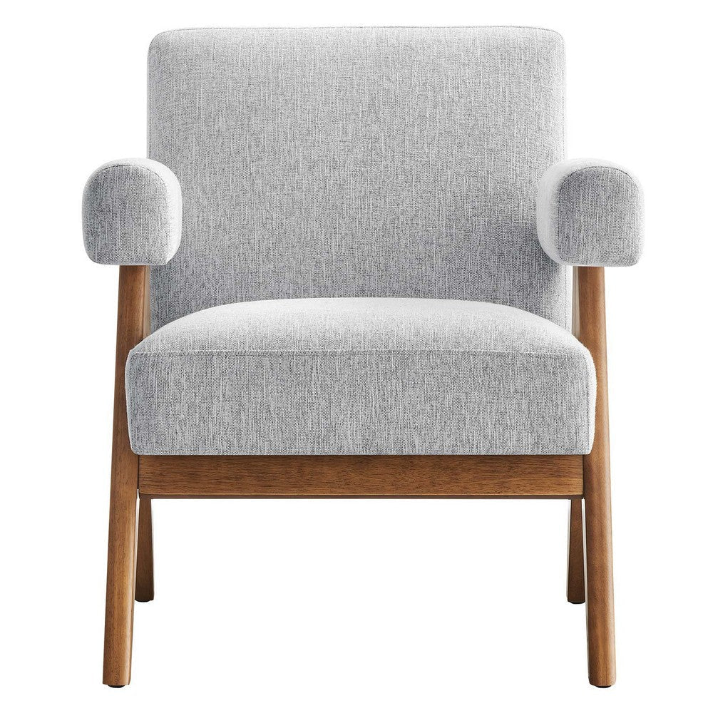 Modway Lyra Living Room Modern Accent Lounge Chair with Heathered Light Gray Fabric-Set of 2 MDY-EEI-6704-HLG