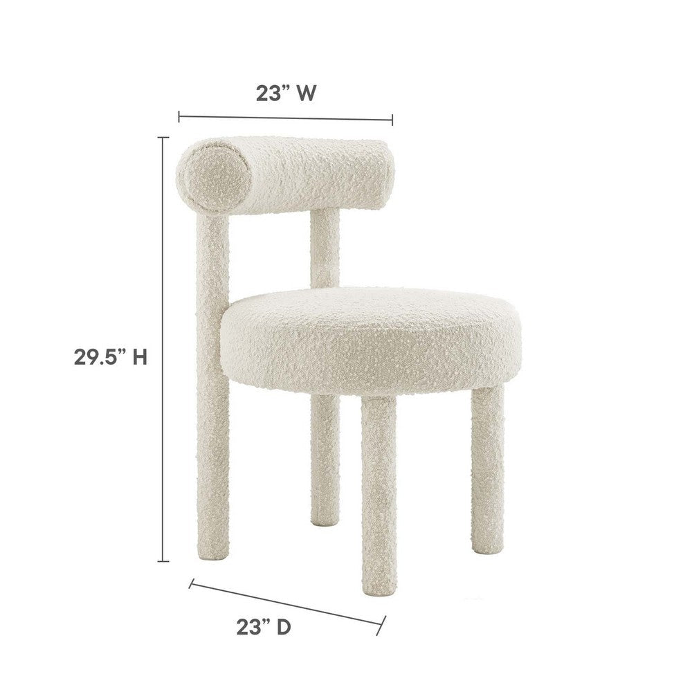 Modway Toulouse Boucle Fabric Upholstered Accent Dining Chair in Ivory-Set of 2 MDY-EEI-6705-IVO