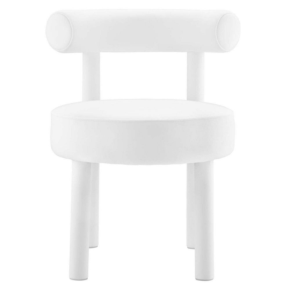 Modway Toulouse Performance Velvet Upholstered Accent Dining Chair in White with Stain-Resistant Upholstery-Set of 2 MDY-EEI-6706-WHI