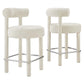 Modway EEI-6707-IVO-SLV Toulouse Boucle Fabric Counter Stool - Set of 2, Ivory Silver