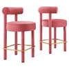 Modway EEI-6708-BLO-GLD Toulouse Performance Velvet Counter Stool - Set of 2, Blossom Gold