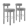 Modway EEI-6709-LGR-SLV Toulouse Boucle Fabric Bar Stool - Set of 2, Light Gray Silver