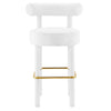 Modway Toulouse Performance Velvet Upholstered Bar Stool in White Gold with Stain-Resistant Upholstery-Set of 2 19.5 MDY-EEI-6710-WHI-GLD