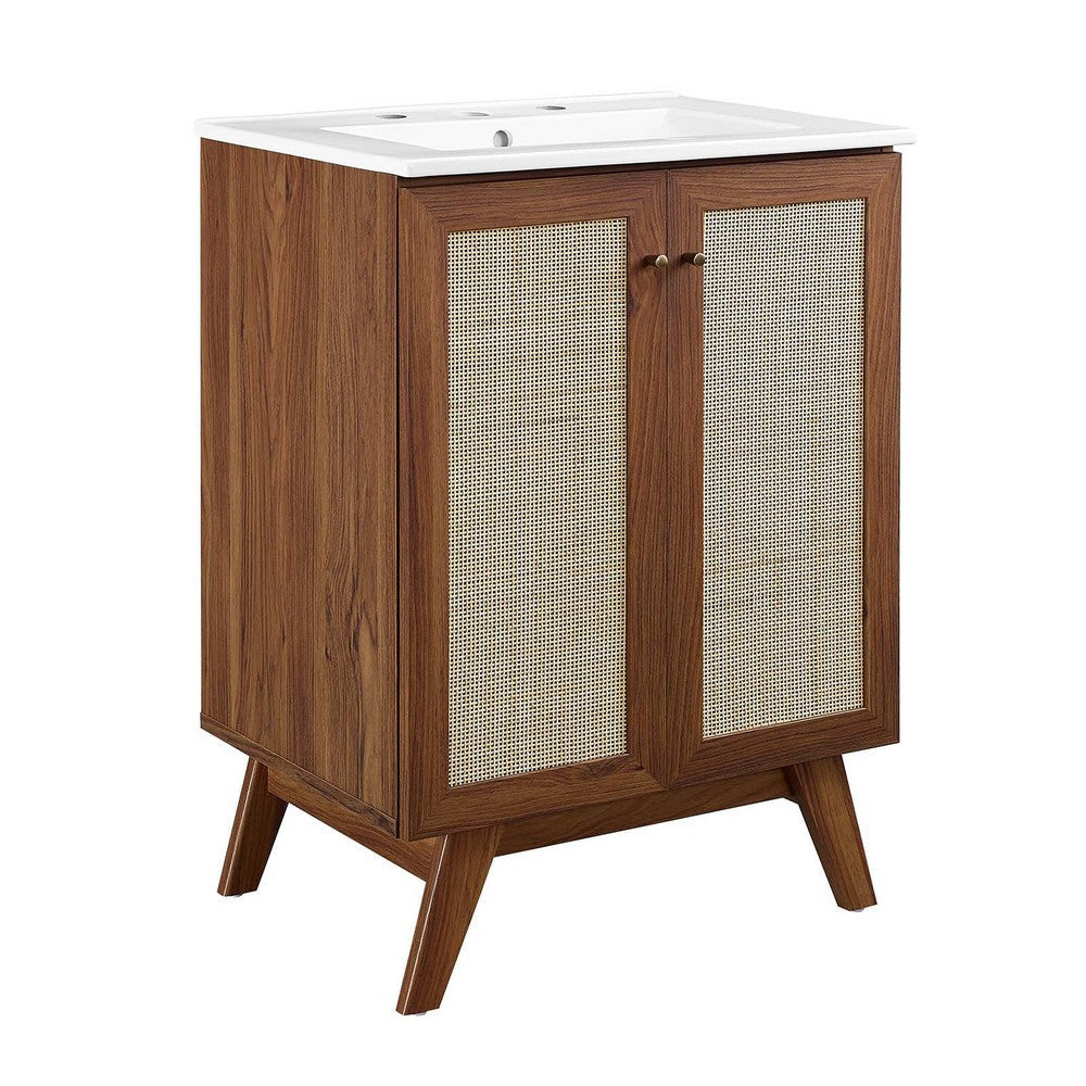 Modway Soma Bathroom Vanity, 24 Inch Single, Walnut White